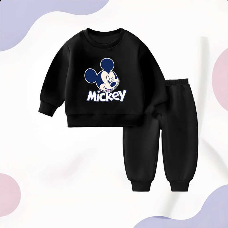 Disney Autumn Boys and Girls Hoodies Sets Mickey Printed Childrens Pullover and Long Pants Two Piece Suit Kids Casual Sweatsuit H251022
