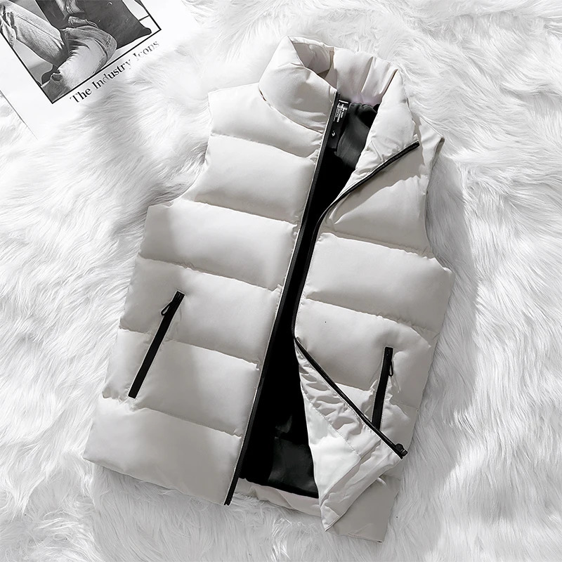Winter Warm Vest Jacket Men Waistcoat Windbreaker Clothing Vests Puffer Sleeveless Coats Mens Solid Color Down Vest Jacket 251016