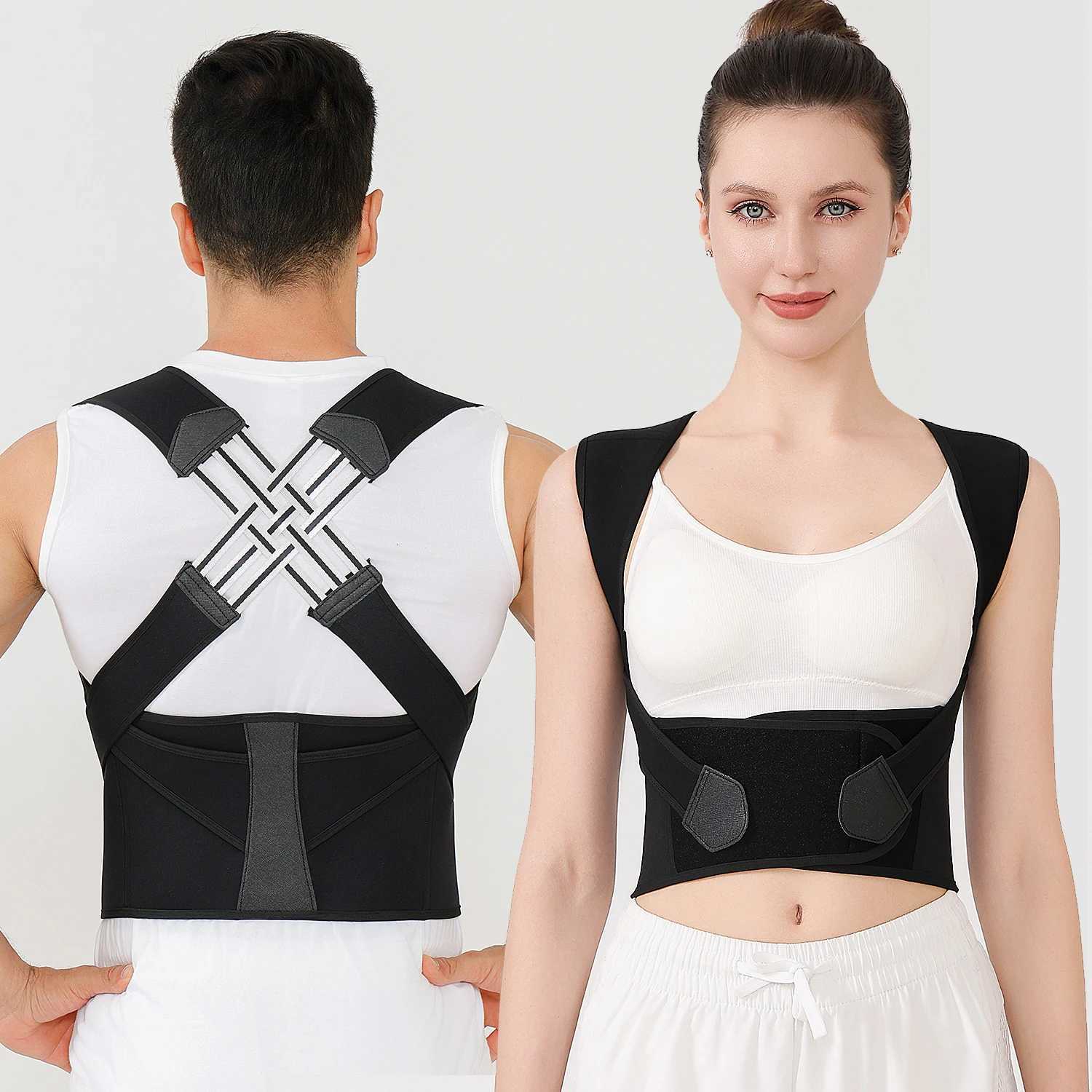 Posture Back Brace Adjustable Back Support Strap to Prevent Spinal Distortion and Hunchback Suitable for Men and Women D2510221