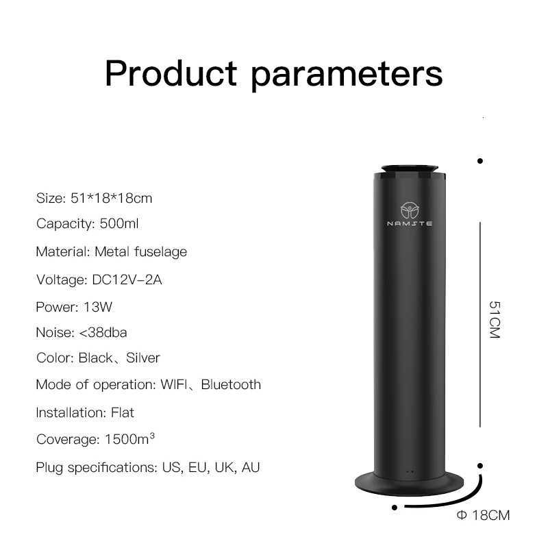 500ML Perfume Aroma Diffuser Home Flavoring Air Freshener 500m Bluetooth WIFI Scent Diffuser Machine Essential Oil Diffuser W251022
