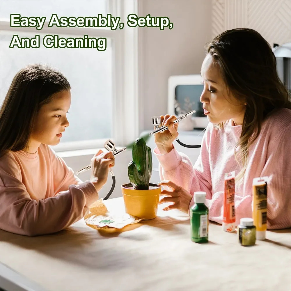 Airbrush Kit DualAction Gravity Airbrush Spray Gun with 020305mm Needles Set 7cc20cc40cc Cup Air Hose and Cleaning Kit 251015