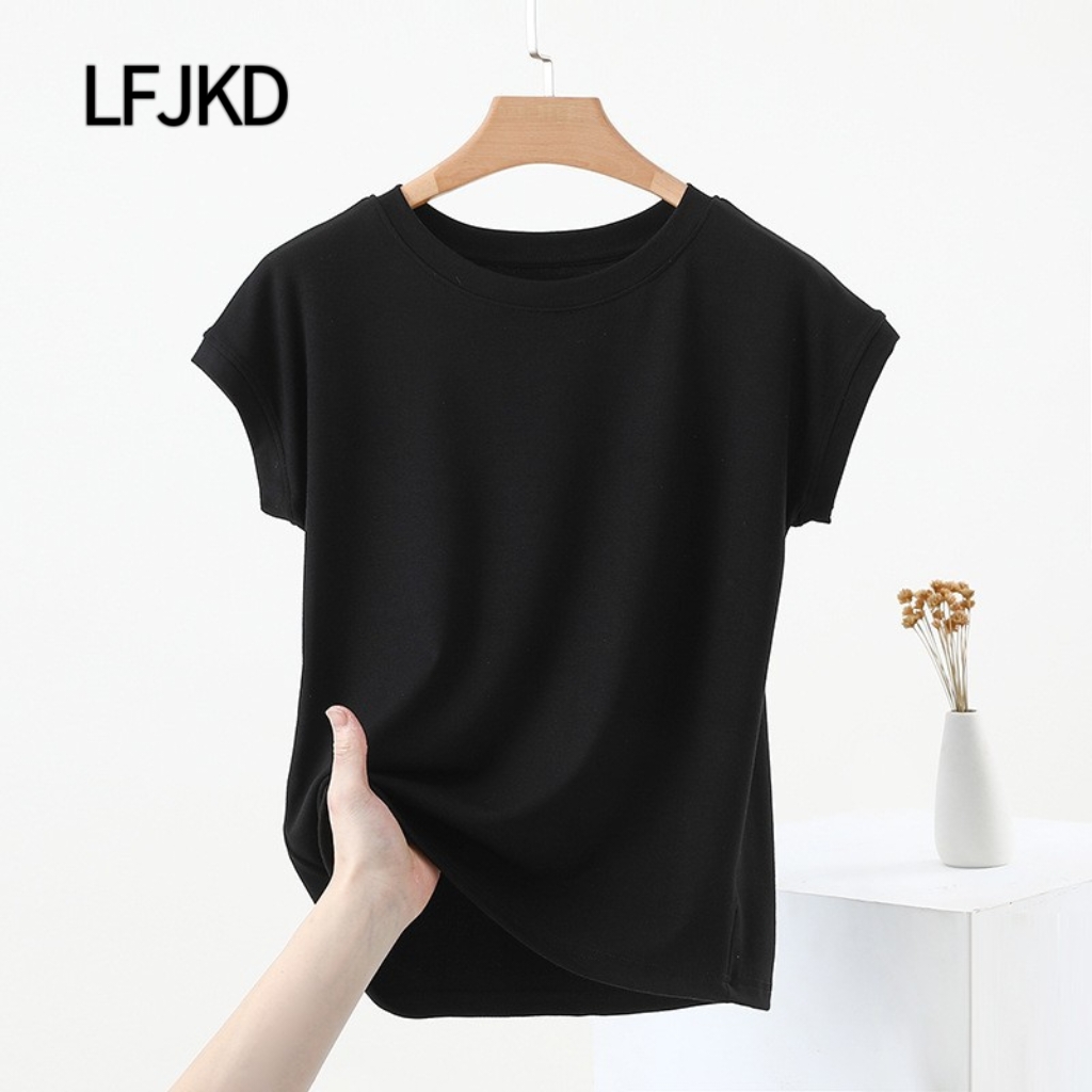 K2350 European and American style pure cotton short-sleeved T-shirt women's 2025 summer new loose slimming versatile top sexy slim fit