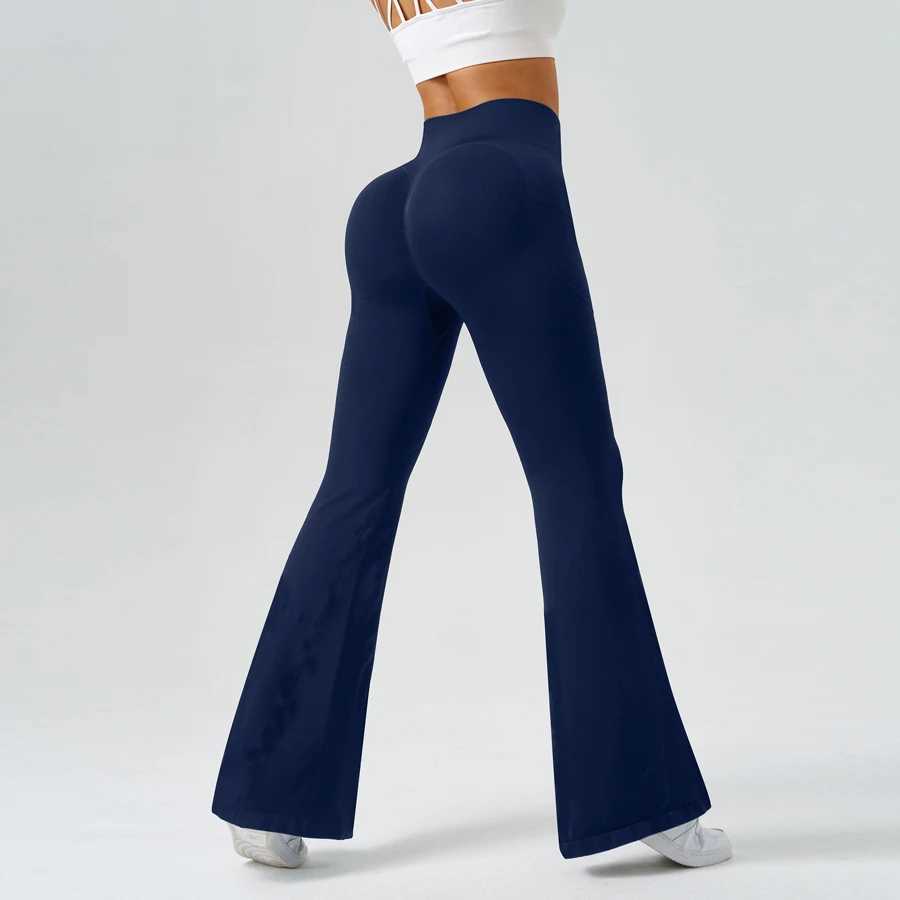 Flared Yoga Pants Women High Waist Bell Bottom Leggings Seamless Trousers wPockets Retro Gym Fitness Athleisure Wide Leg PantsT251022