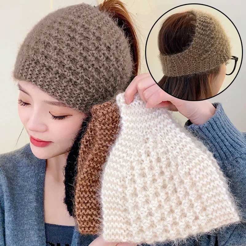 Wool Knitted Warm Headbands Womens Autumn Winter Wide Edge Headscarf Ladies Solid Soft Outdoor Windproof Hair Band Neckerchief V251022