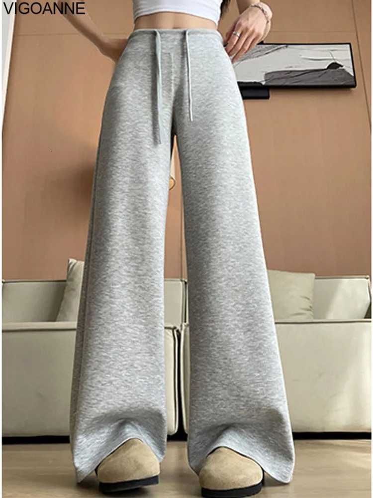 VigoAnne 2025 Female Casual High Waist Wide Leg Pants Autumn Women Gray Sport Loose Pants Ladies Gym Running Long Baggy TrousersT251022