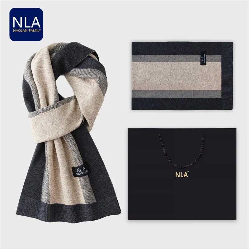 New Classical Bussiness Knitted Men Scarf Wool Blend Casual Plaid Thermal Male Scarves Fall Winter Simple Luxury Muffler NO Box J251022
