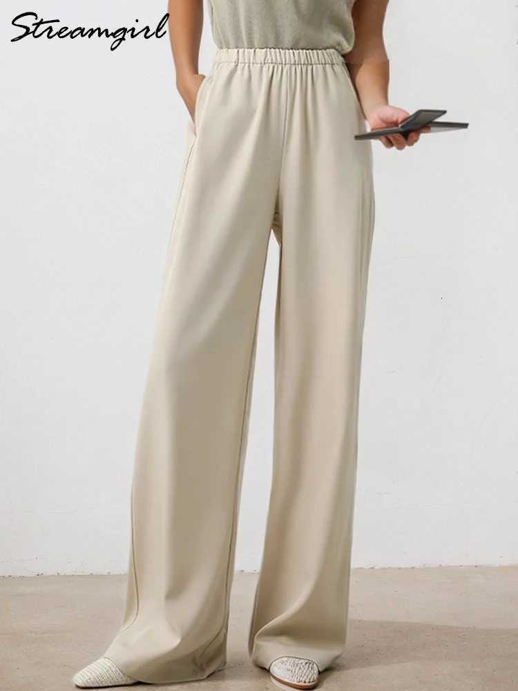 Women Wide Leg Pants Formal Gray Long Office Wear Pants Ladies Spring Straight Leg Black Work Trousers For Women Office SummerT251022
