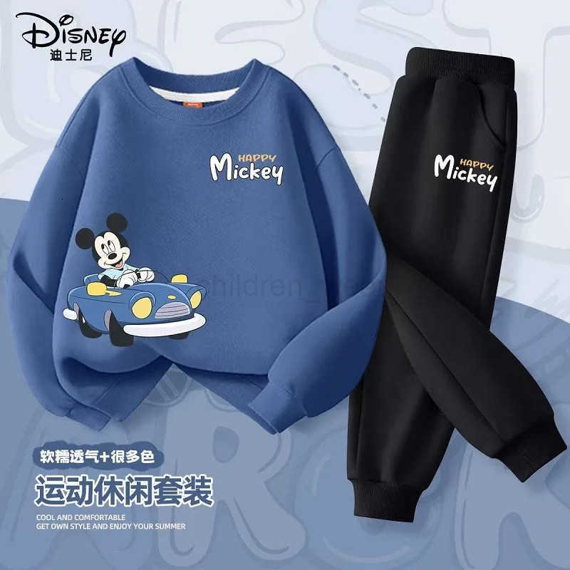 Disney Autumn Baby Girl Boy Clothes Set Children Mickey Printing Sweatshirt Top and Pants Bottom 2 Pcs Suit Cotton Tracksuit H25102211