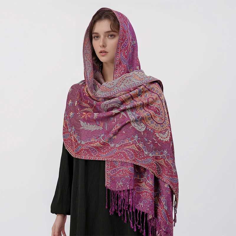 Paisley Shawl Scarf Women Jacquard Cashew Printed Scarves Flowers Borders Female Tassel Blanket Wraps Ethnic Shawls J251118