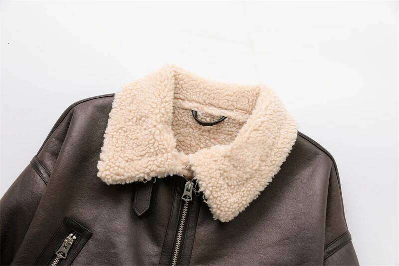 RARF 2024 New Woman's Fashion Thick Warm Faux Shearling Jacket Coat Vintage Long Sleeve Belt Hem Female Outerw