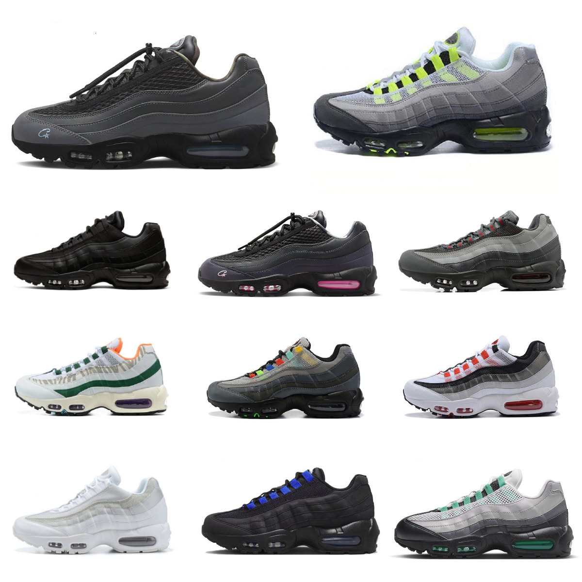 Mens 95 95S Trainers Shoes Neon Stadium Green Triple Black White Outdoor Sports Running Shoe Aegeans Storm Corteizs Sequoia Pink Beam Wheat Sketch Designer Sneakers