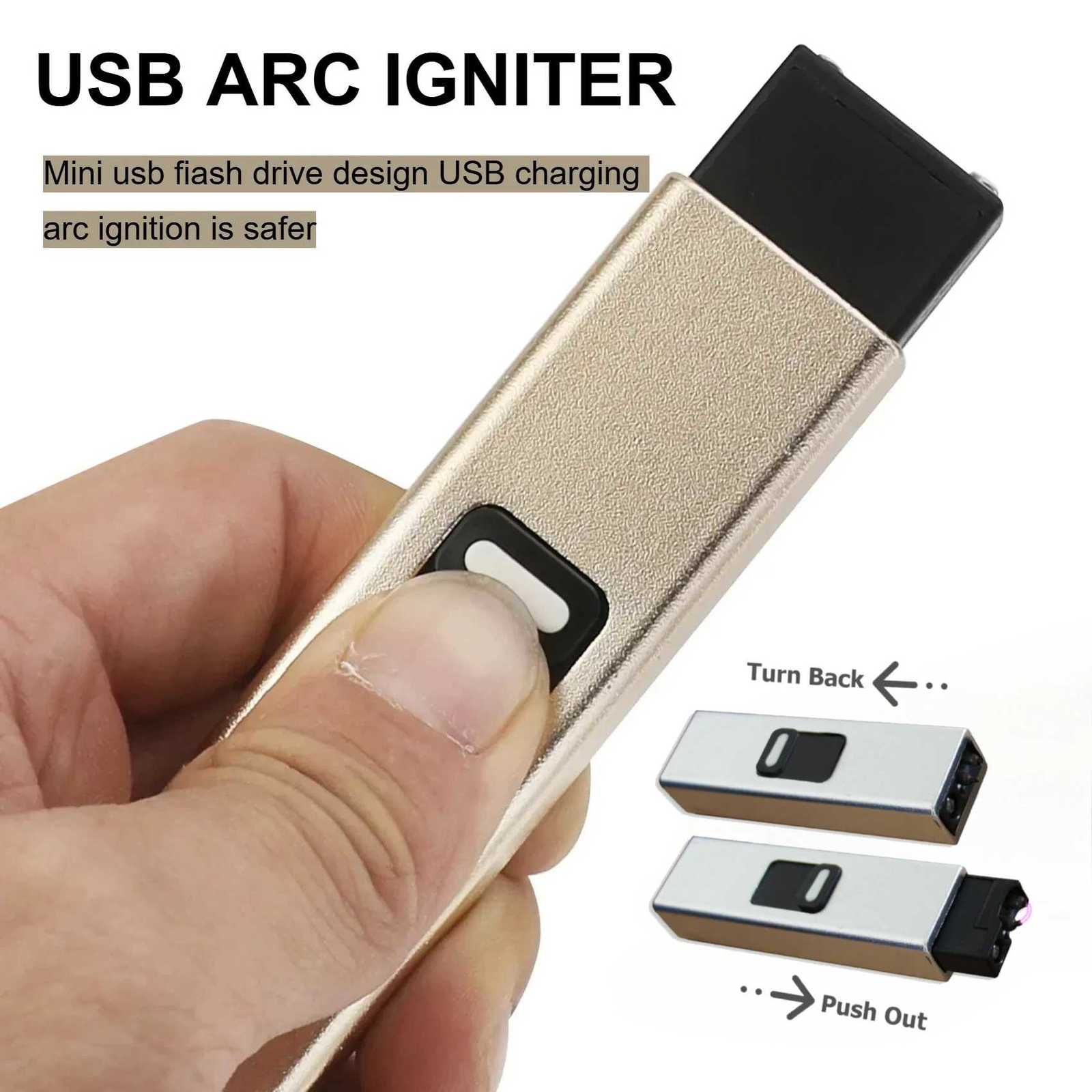 USB Rechargeable Portable Metal Lighters Pulse Single Arc Lighter Flameless Plasma Creative Mens Selected Selfdefense Tool C251022