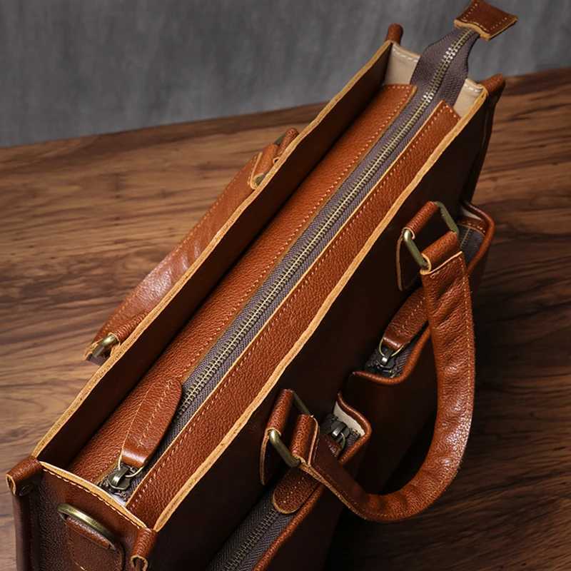 LUOKIR Deluxe Executive Briefcase Male Lawyer Handbag Business Crossbody Real Leather Portfolio Computer Bag For 14 Inch Laptop W251022