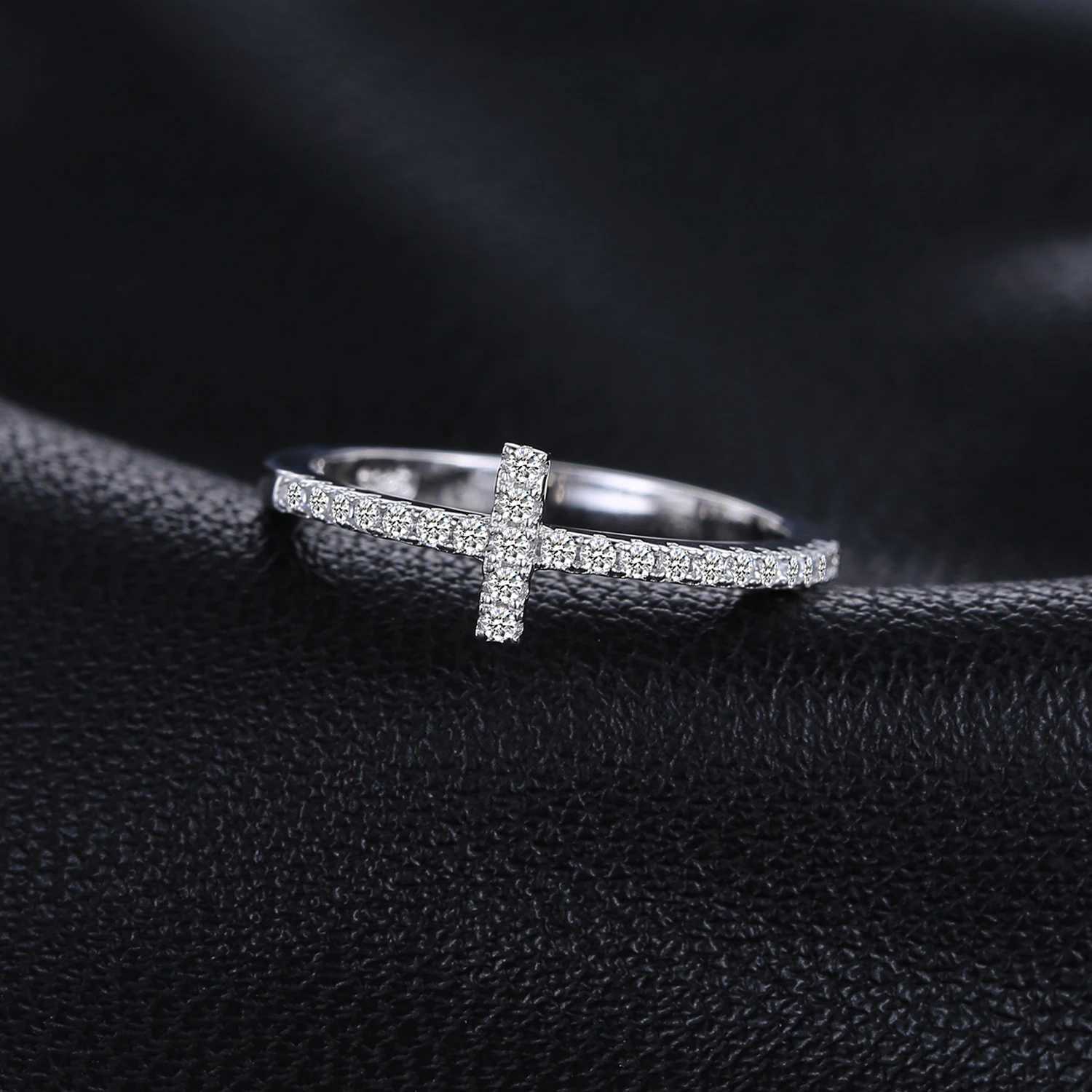 Luxcury Elegance: Elegant Ladies' Bridal 925 Silver Band with Sideway Cross Emblem by Jewelerypalace Collection J251021