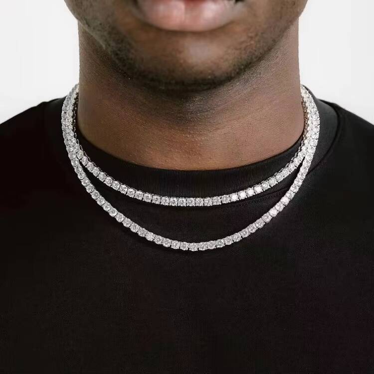 Cool beauty 925 Silver VVS Moissanite Tennis Chain 2mm 3mm 4mm 5mm 65mm Bracelet Necklace Hip Hop Style for Pendant