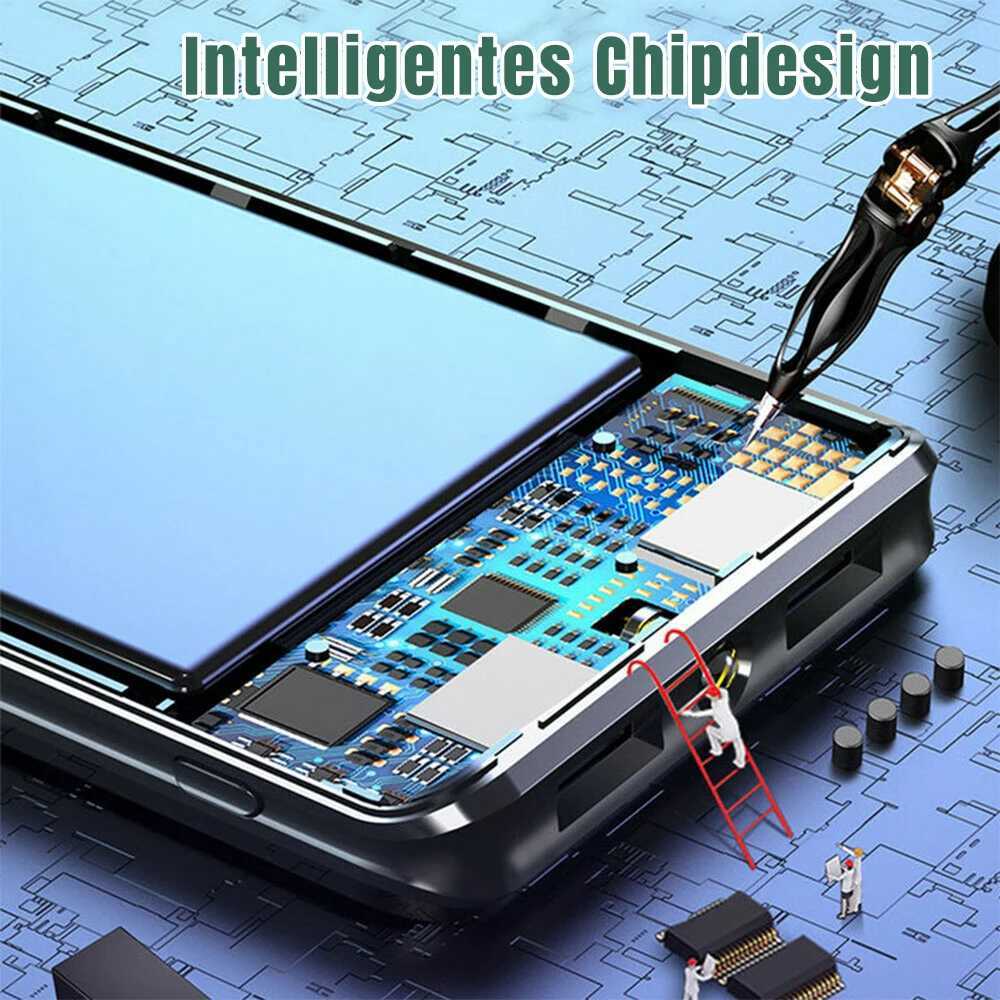 Wireless Fast Charging Power Bank Large Capacity USB 4 in1 Super Fast Charging Builtin Quad Power Cable Portable High Capacity J251114