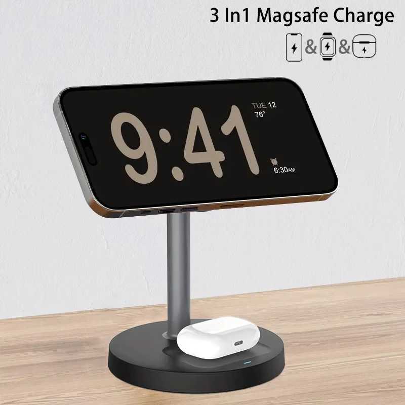 3 In 1 Magnetic Wireless Charger Adjustable Stand For iPhone 16 15 14 13 Pro Max iWatch 10 9 8 AirPods Pro Fast Charging Station J251114