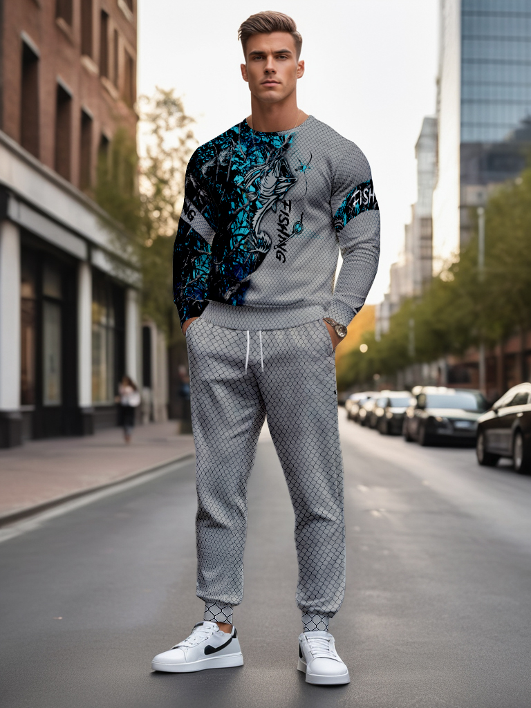 Men's Ankle-Length Knitted Cotton Blend Long Sleeve Sweatshirt Brown round Neck Casual T-Shirt Comfortable Outdoor Wear - YLWY00134