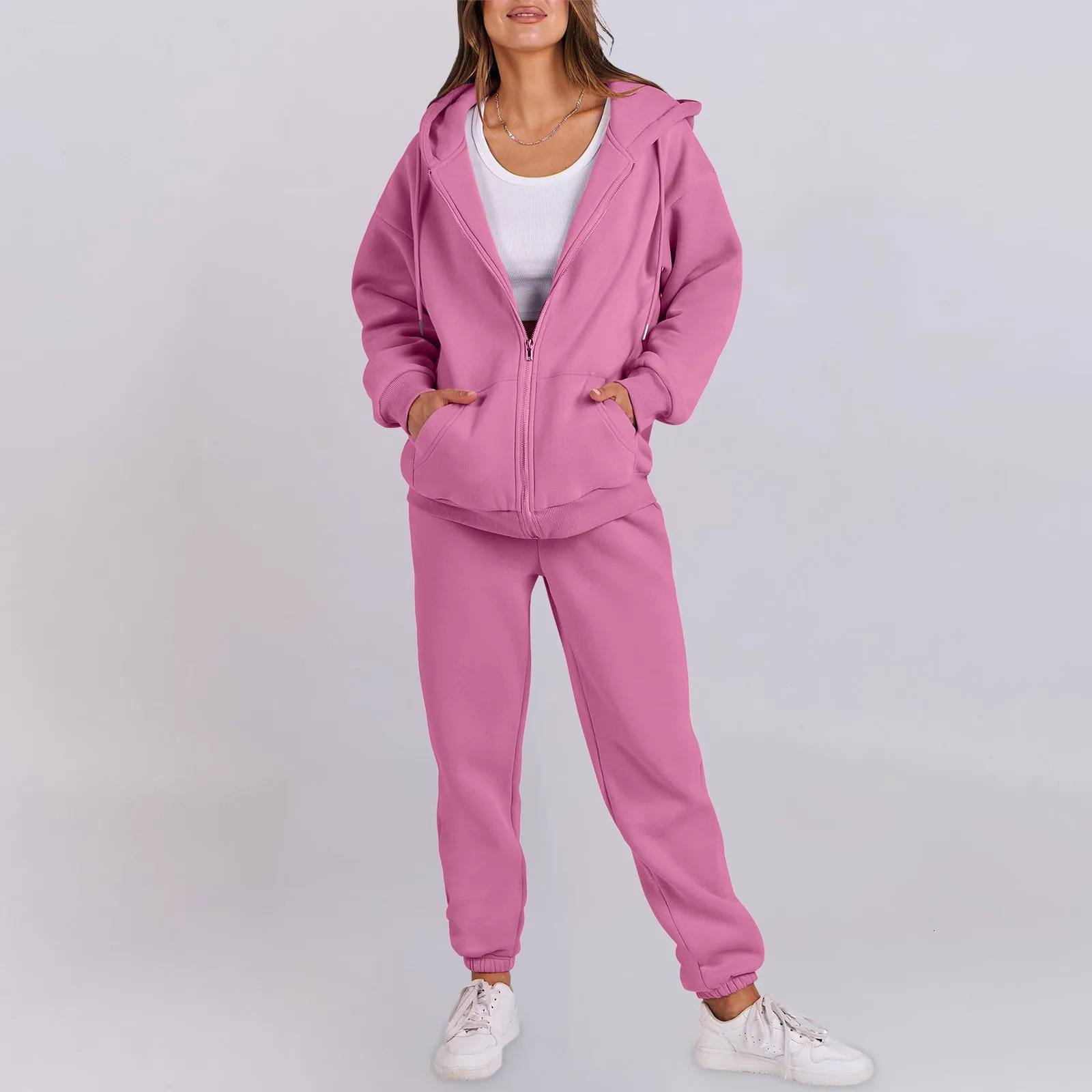 Workshop Suit Women Long Sleeve Solid Color Hooded Sweatshirt And Pant Tracksuit Sport Wedding Pant Suits For Women Plus Size 251010