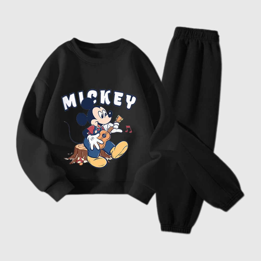 Disney Black 2Piece Set Boys Child Longsleeved Tracksuits Mickey Mouse SweatshirtsPants Autumn Costume Casual Sports Wear Trendy H251022