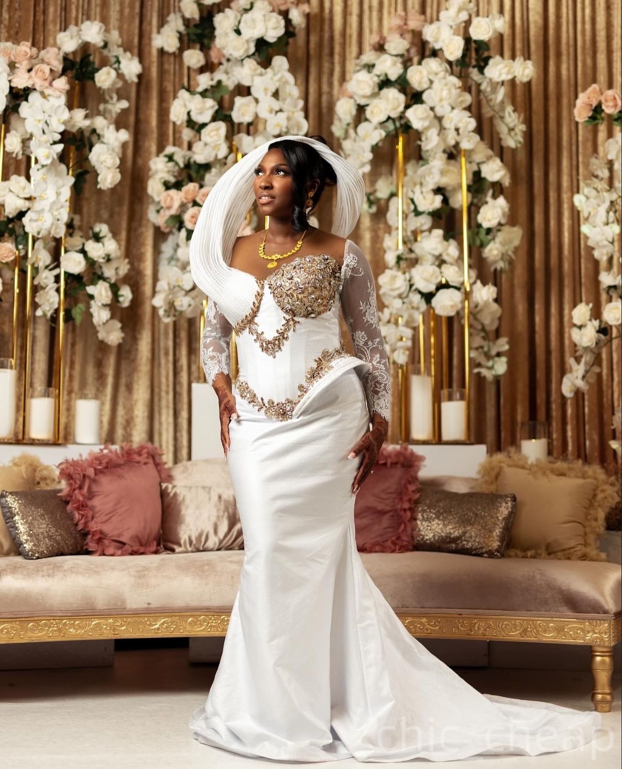 White Mermaid Prom Dresses 2026 Lace Beaded Satin Sheer Neck Evening Formal Party Second Birthday Engagement Gowns Plus Size Dress For Special Occasio