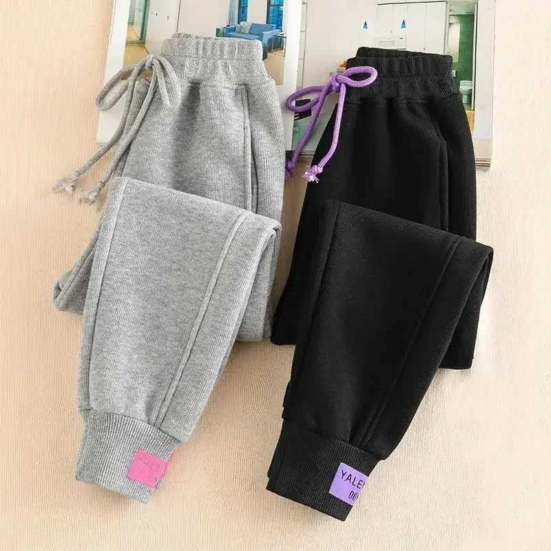 New Gray women Sweatpants Autumn Winter Baggy Streetwear Oversize Sports Pants Black winter thick Joggers Streetwear TrousersT251022