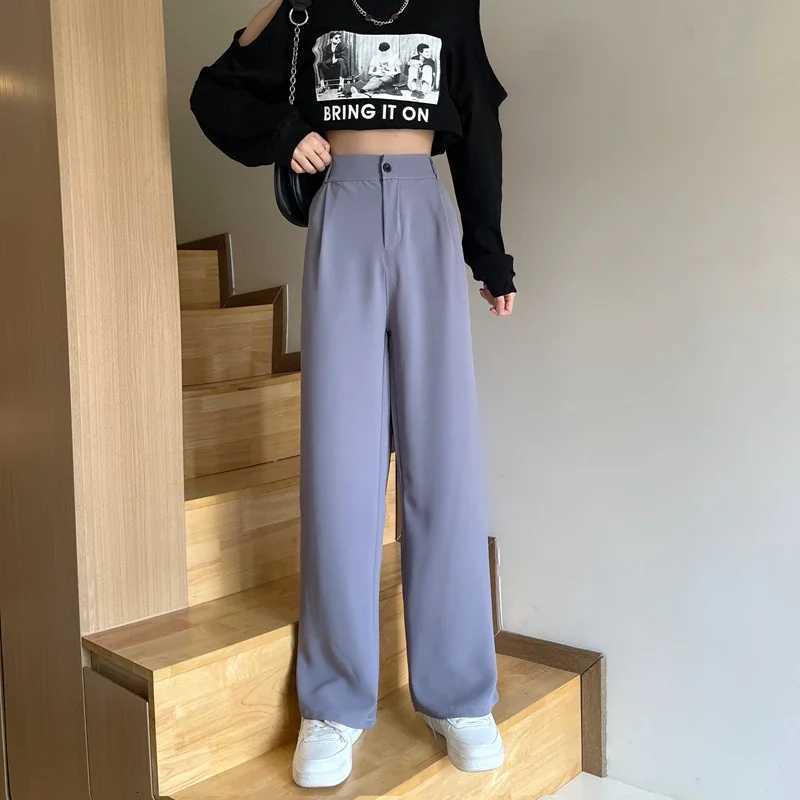Women Wide Leg Pants Spring Autumn Casual Straight OL Style Loose Suits Pant Female Solid Size S4XL Long TrousersT251022