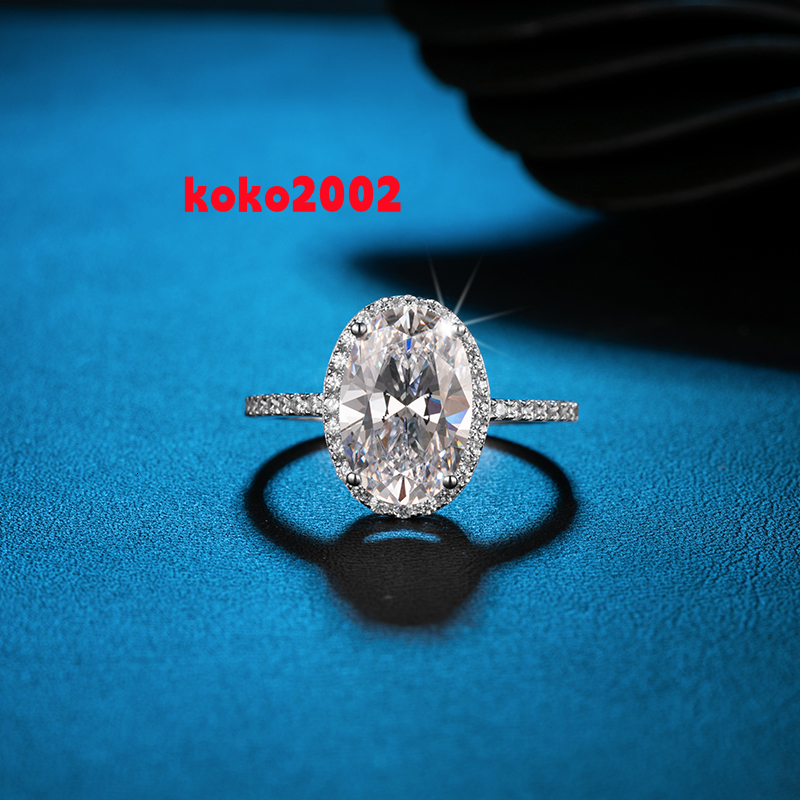 Moissanite 18K White Gold Ring Oval Cut 5CT VVS Lab Moissanite Diamond Engagement Ring Moissanite Ring Jewelry