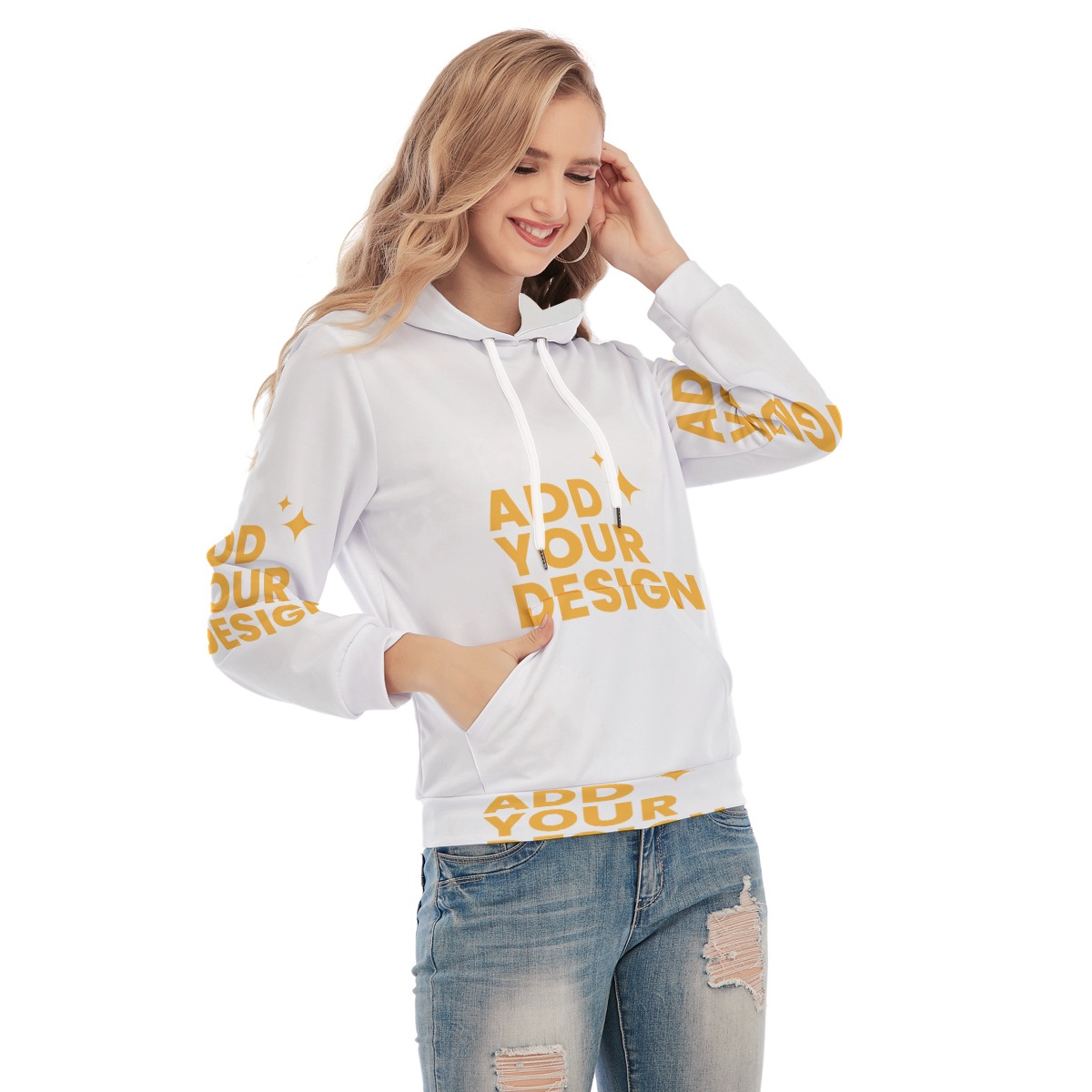 DHgatepod Women's Slim Fit Pullover Hoodie - All-Over Print Soft Scuba Fabric with Adjustable Hood