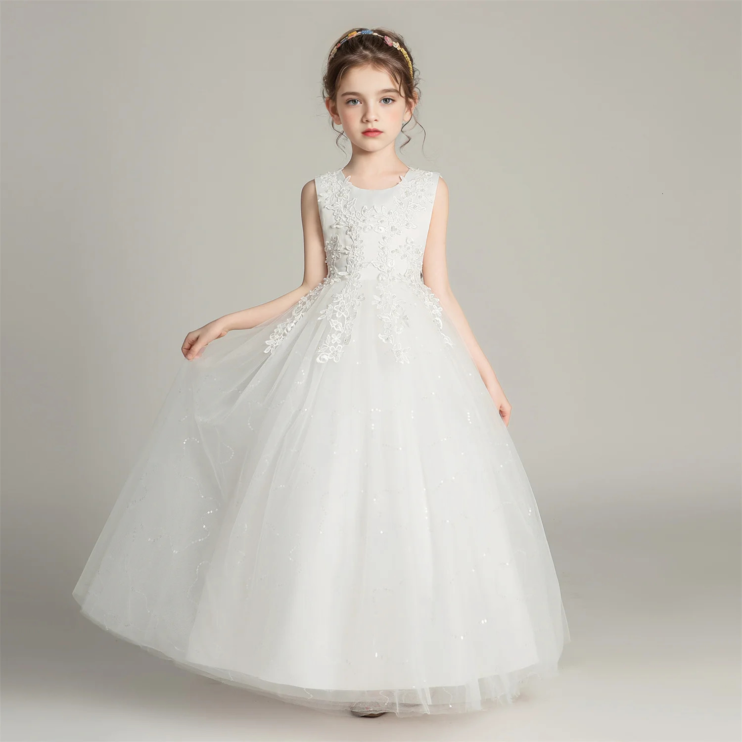 BX683 Kids Dresses For Girls Lace Dress Gown Princess Clothes Children Formal Evening Party Flower Girls Wedding Vestidois 251021
