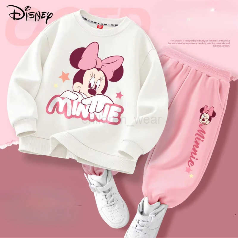 Disney Autumn Baby Girl Boy Clothes Set Children Minnie Printing Sweatshirt Top and Pants Bottom Two Piece Suit Kid Tracksuit H251022