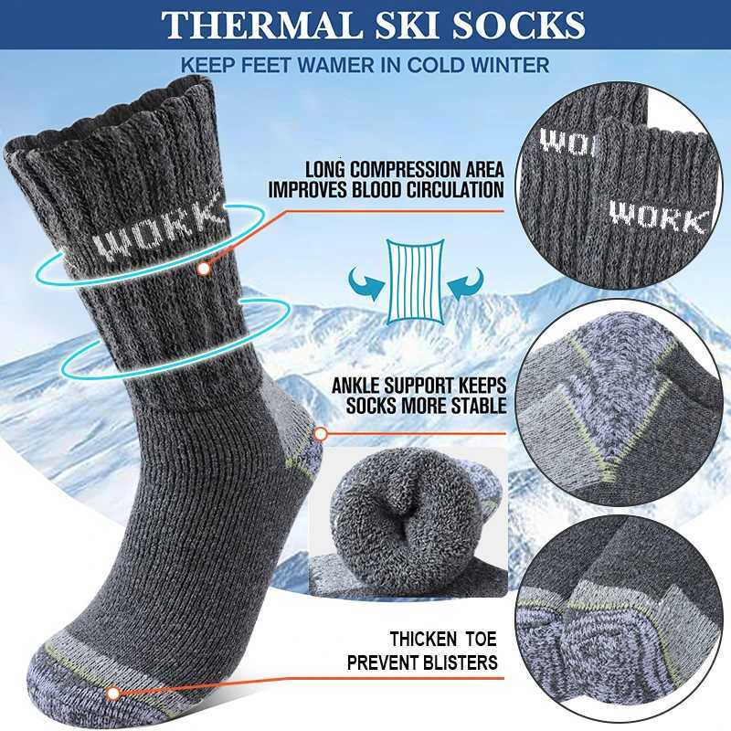 3Pairs Thicken Winter Socks for Men Thermal Soft Work Mid Calf Socks Warm Comfortable Home Socks Sports W251022