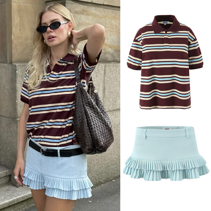 Women's T Shirts Casual Sports Versatile Stripe sweater Casual Long Sleeve Top High Street Autumn Outfits For Woman designer dress