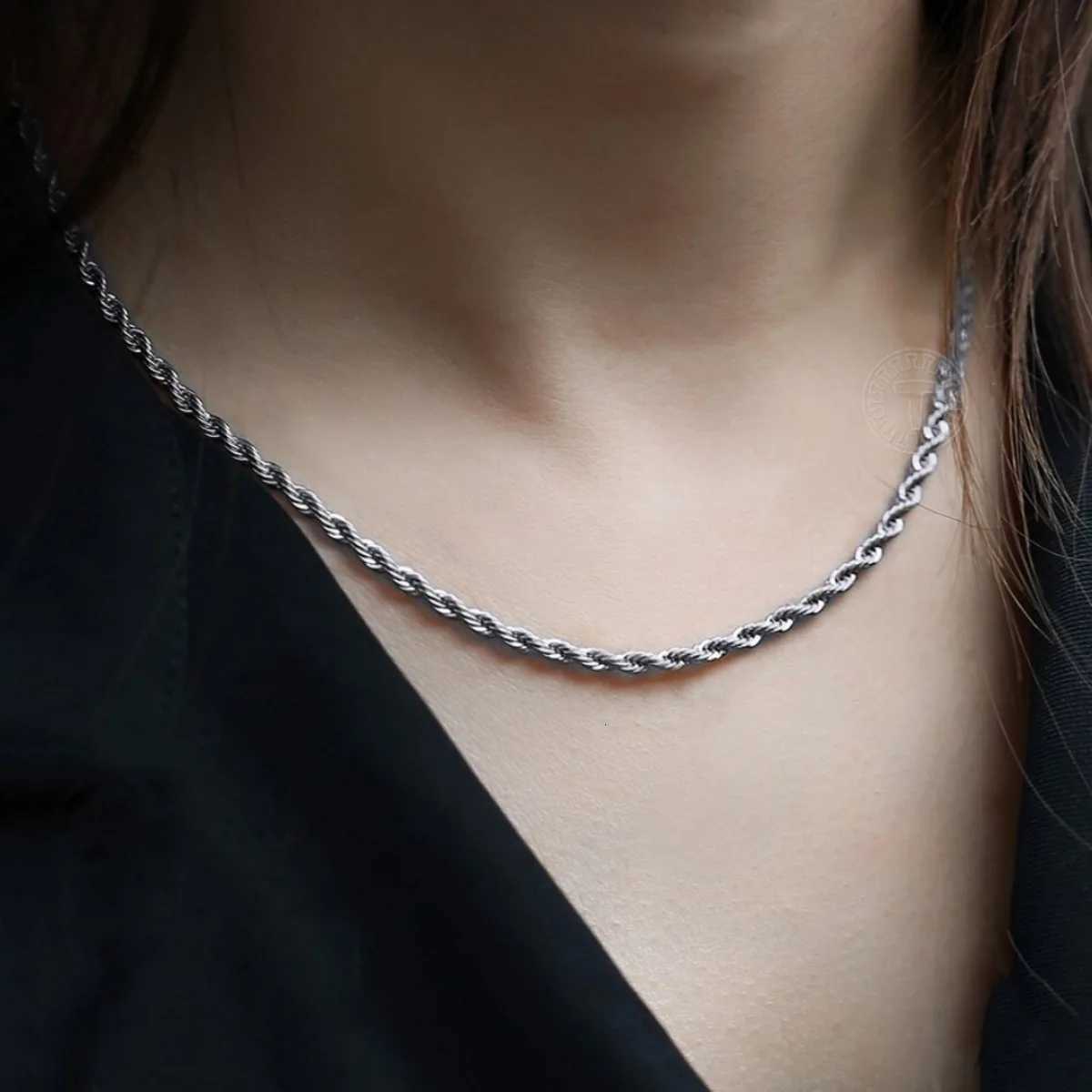 Twist Chain Necklace Twist Shape Stainless Steel Golden and Silvery Hip Hop Style Rope Chain Womens Fashion Simple New Jewelry V251022