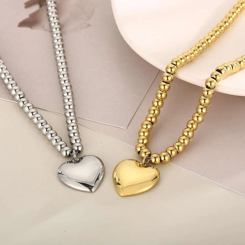 INS Hot designer for Women 3D heart-shaped steel ball necklace gold bracelet high-end minimalist daily jewelry set no fade party gift Good q