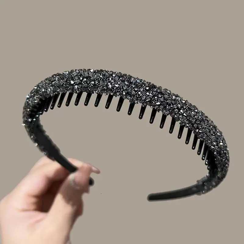 Nonslip Rhinestone Hair Hoops Bands Women Toothed Elastic Headbands For Women Shiny Luxury Hair Hoops Bezel Accessories V251022