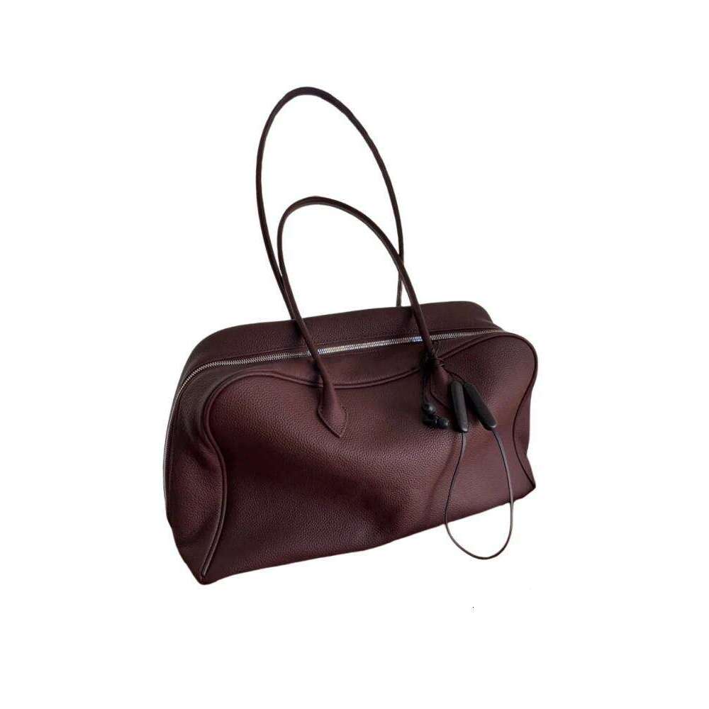 Leather Large Capaci Tote Women's 2025 New Retro Commuter Single oulder Bowling Boston Bag Casual Simple Sle ex