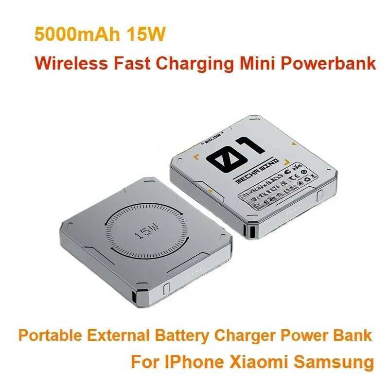 15W 5000mAh Wireless Fast Charging Mini Powerbank For IPhone Portable External Battery Charger Phone Power Bank J251114