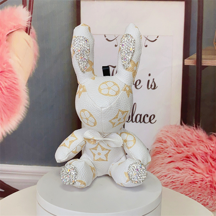 Creative New Handmade Diamond-Studded Rabbit Pendant Cute Car Keychain Couple Bag Charm ddmytues