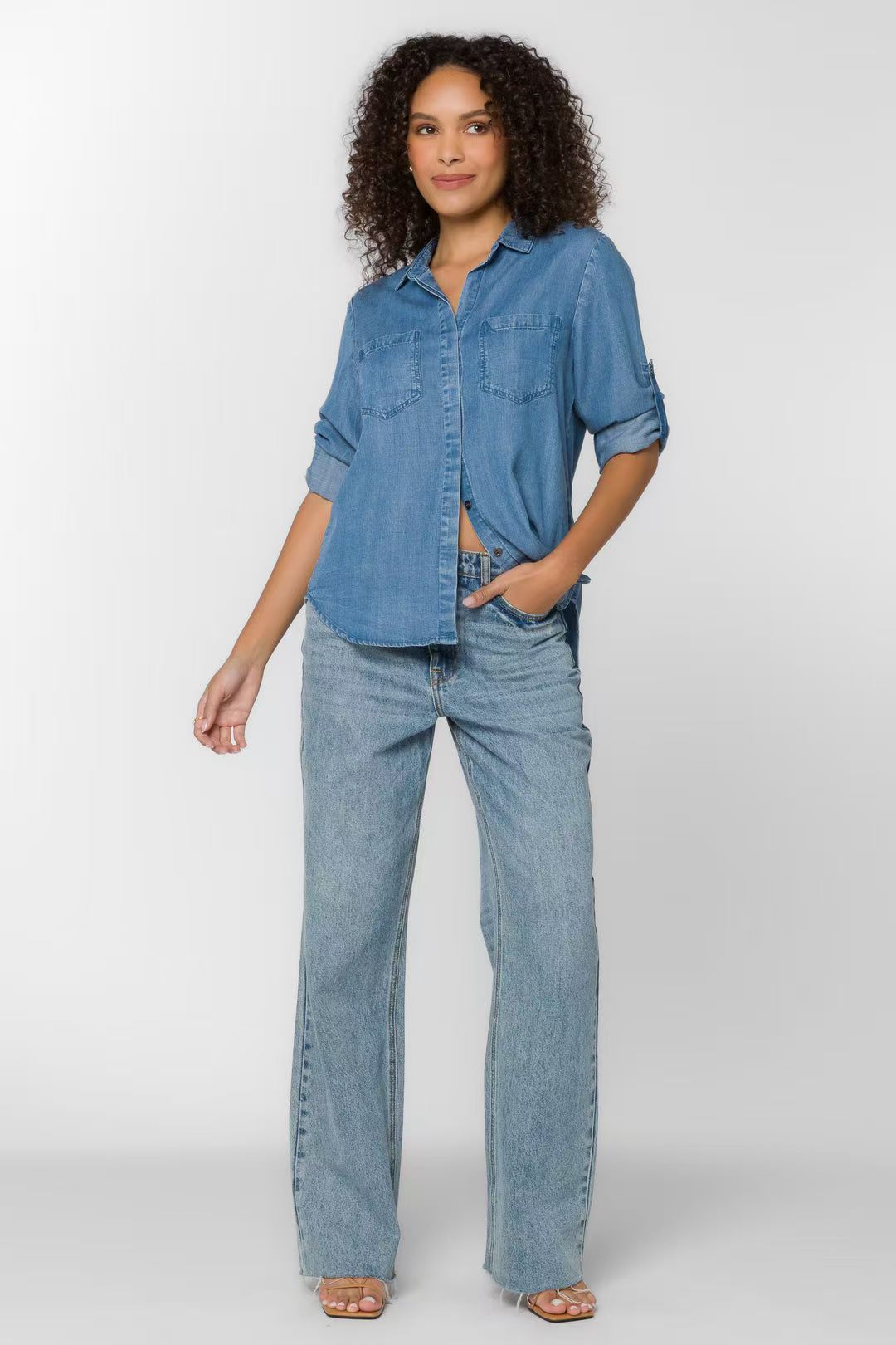 Premium women's denim button up shirt - Riley Blue Shirt, the ideal choice for casual and daily wear