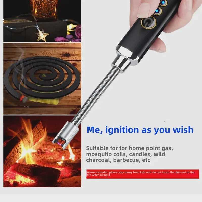 Candle Lighters Rechargeable Arc Lighter Windproof Flameless Lighters with Power Display for BBQ Grills C251022