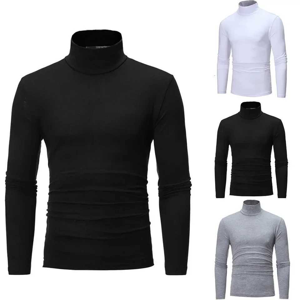 Mens Slim Turtleneck Long Sleeve Tops Pullover Warm Stretch Knitwear Sweater Male Pullovers Stretch Solid Top Winter ClothesXJ251022