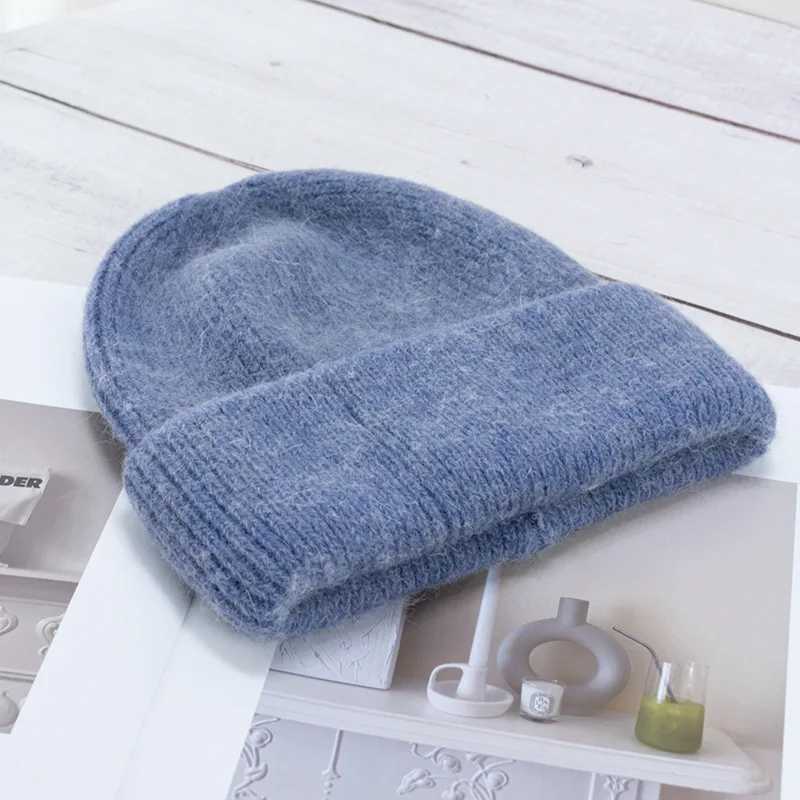 Winter Thickened Knitted Rabbit Fur Hat for Women Windproof Warm Beanie Fashion Casual Stocking Cap J251022