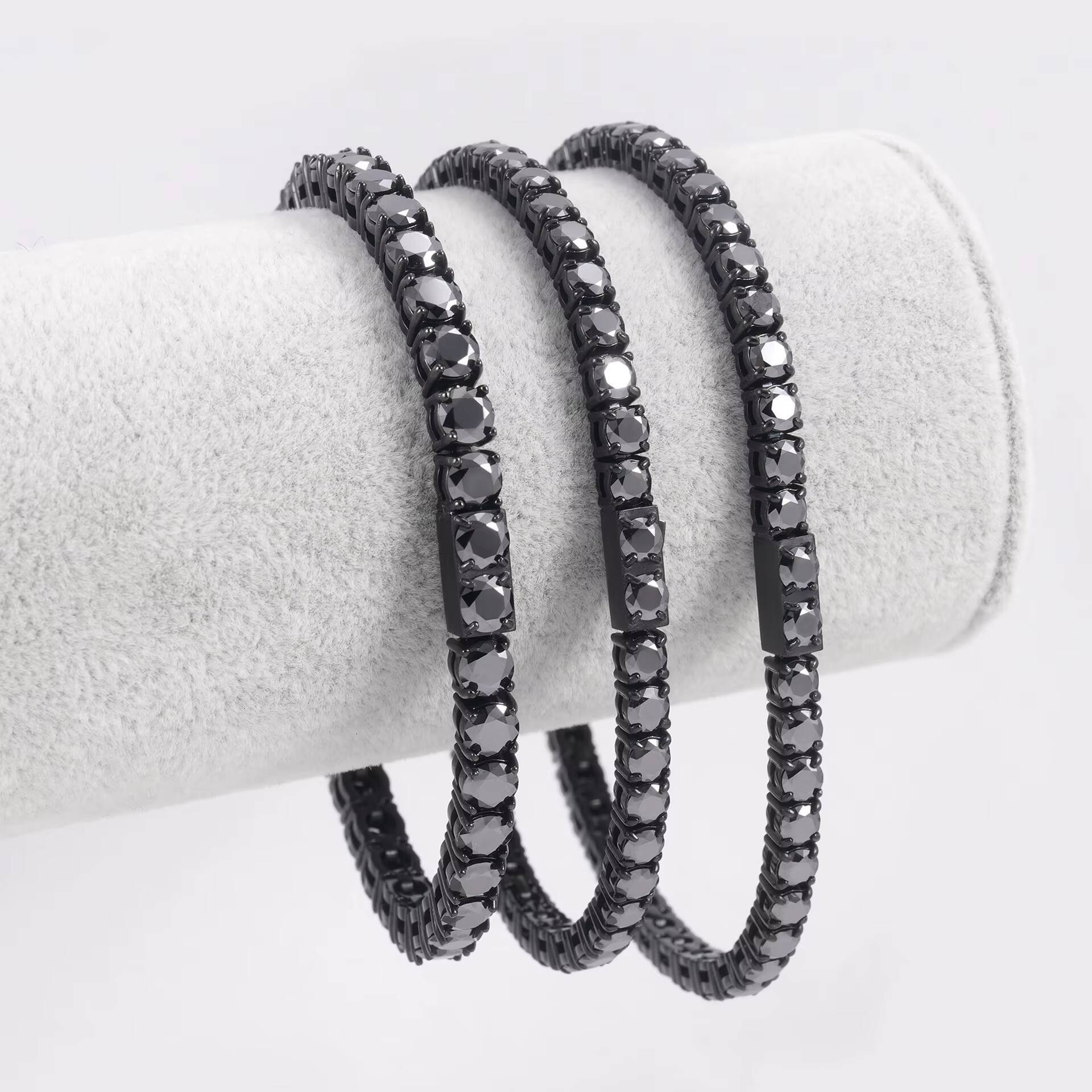 Custom Fine Jewelry 4mm 5mm VVS Moissanite Tennis Chain Bracelets Stainless Steel Black Moissanite Tennis Bracelet