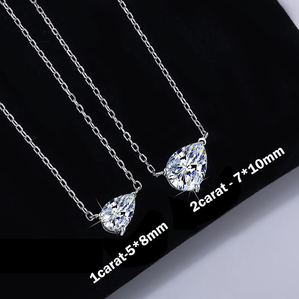 13 Waterdrop Solitaire Pendant Necklace with certificate 925 Sterling Silver Pear Cut Diamond Neckchain Woman 251010