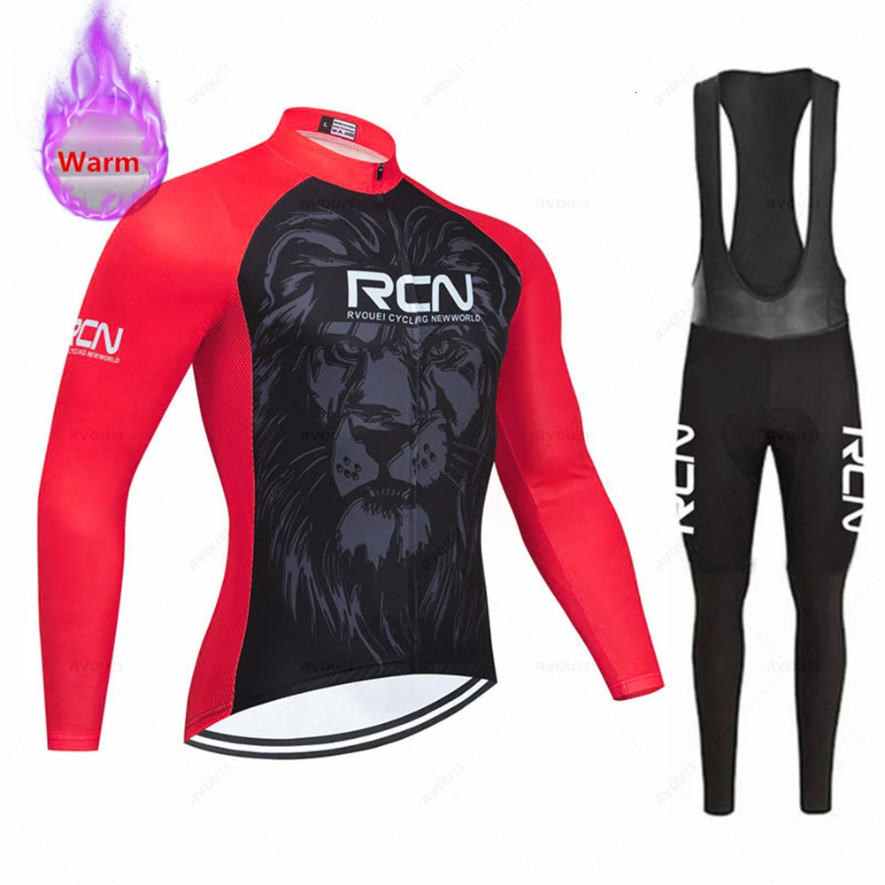 Rcn Men Winter Cycling Clothing Long Sleeve Thermal Fleece Bicycle Jersey Set MTB Warm Bike Ropa Ciclismo Hombre 251022