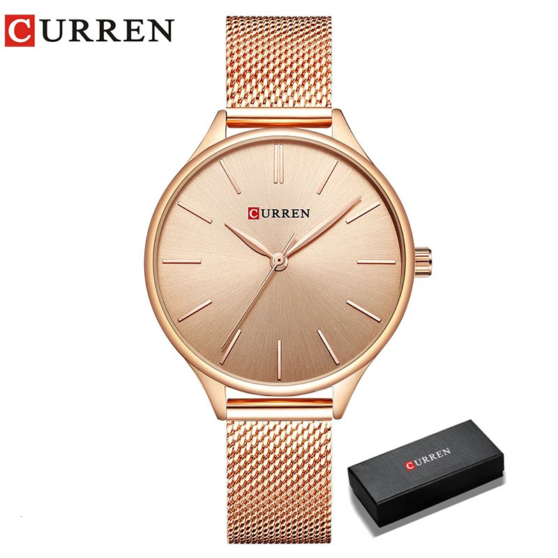 CURREN Original Womens Watch Matte Dial Japanese Quartz Movement Stainless Steel Mesh Strap with Box 251021