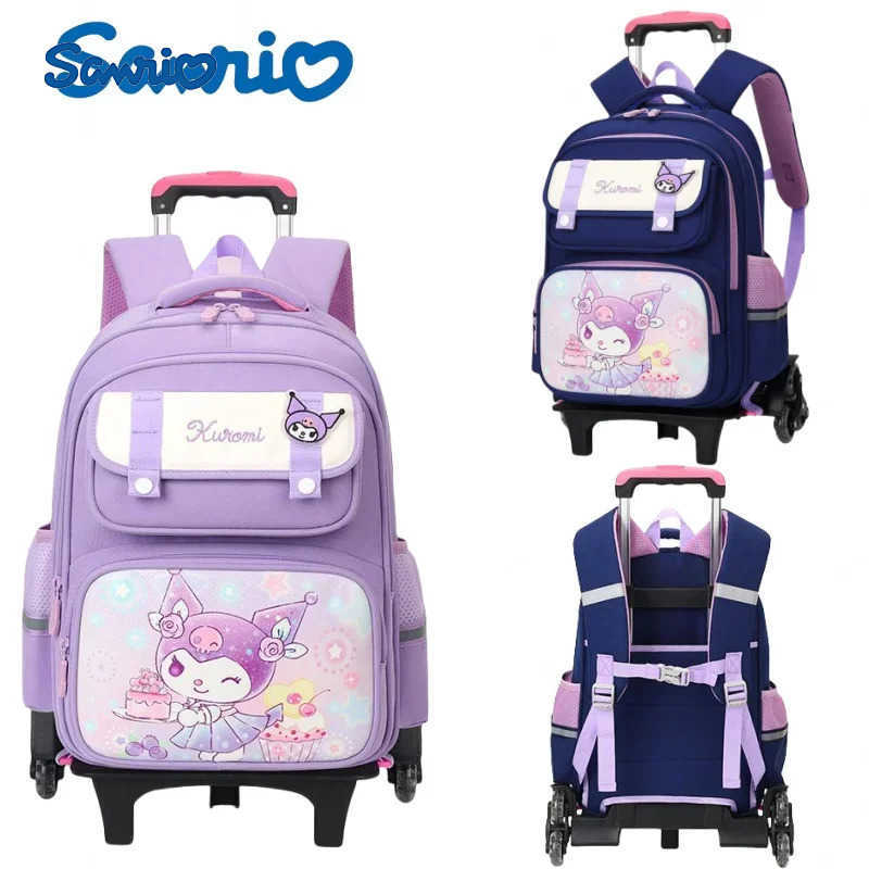 Sanrio Kuromi Trolley Backpack Boys and Girls Spine Protection Package Cartoon Design Knapsack Holiday Gifts Anime Peripherals L251022