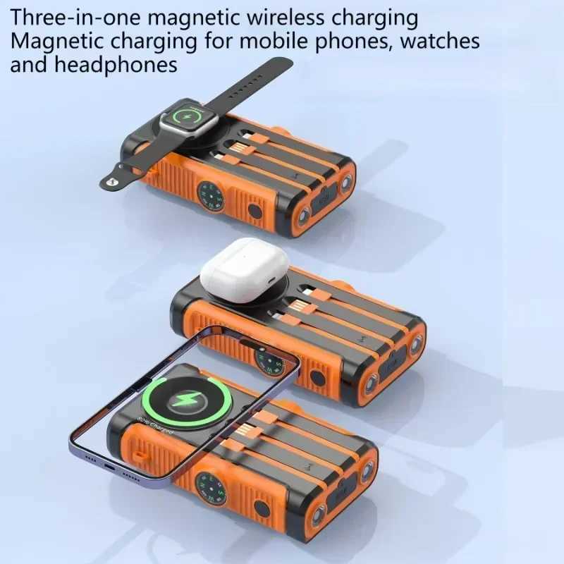 50000mAh Solar Power Bank 225W Magnetic Wireless Charging Camping Powerbank with Cables External Battery for IPhone J251114