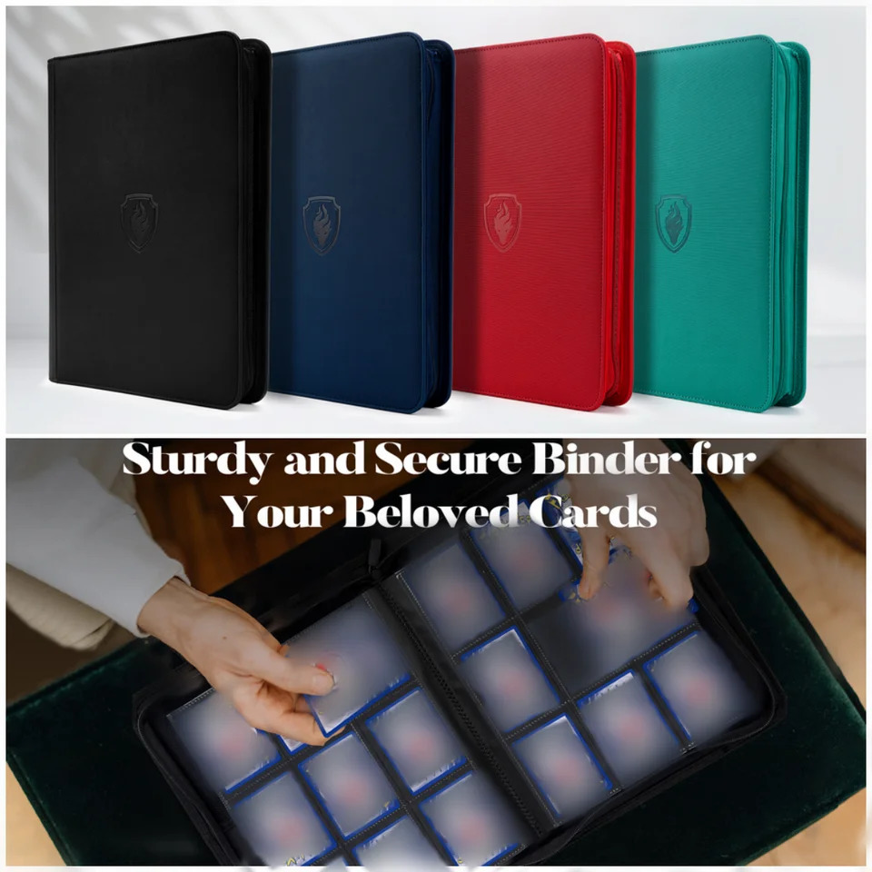 9 Pocket Zipper Card Binder 360 Trading Card Holder Book Premium PU Cover Zip Binder for Cards Durable Side Loading Card 251023